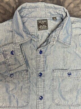 Todd Snyder Three Looms Mens L Denim Shirt Long Sleeve Chambray